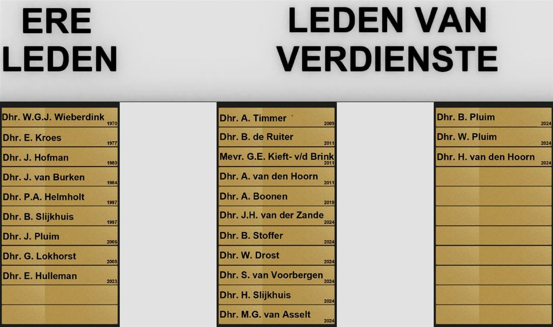Het bord met ereleden en leden van verdienste van v.v. Elspeet